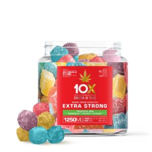 10x delta 8 thc extra strong gummies tropical mix 1250mg