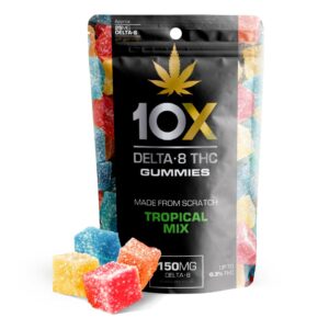 10x delta 8 thc gummies pouch tropical mix 150mg